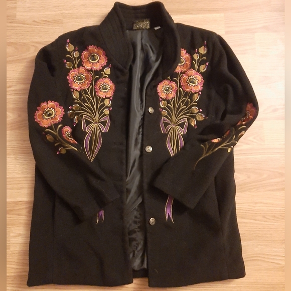 Bob Mackie Black Button Up Jacket Size Medium - Picture 2 of 3